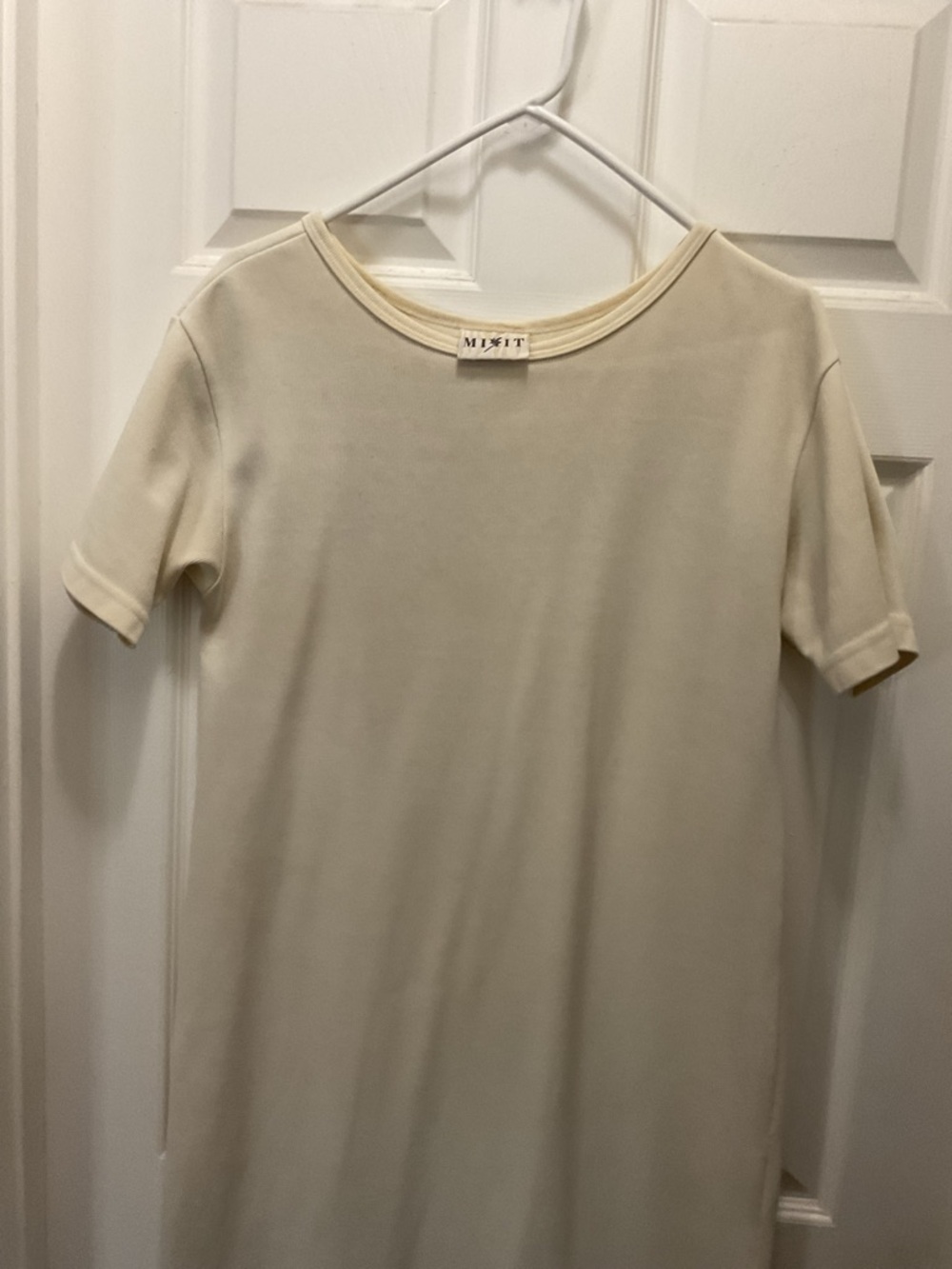 Mixit Cream Short Sleeve Scoop Neck Dress